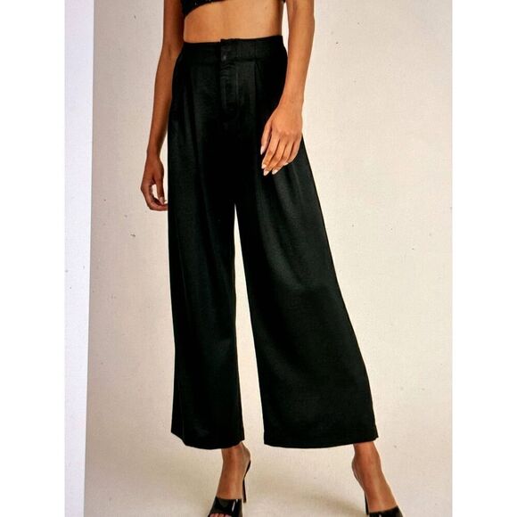 NWT Sage the Label "The Roxbury" Wide-Leg, High-Waisted Dress Pants Sz S / black - Picture 7 of 8